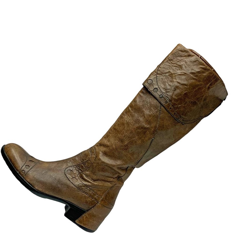 APEPAZZA Ghepardo Taupe Distressed‎ Leather Steampunk Riding Boot